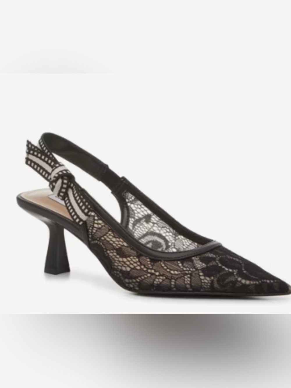 Steve Madden Black Lace Pointed Slingback Flats